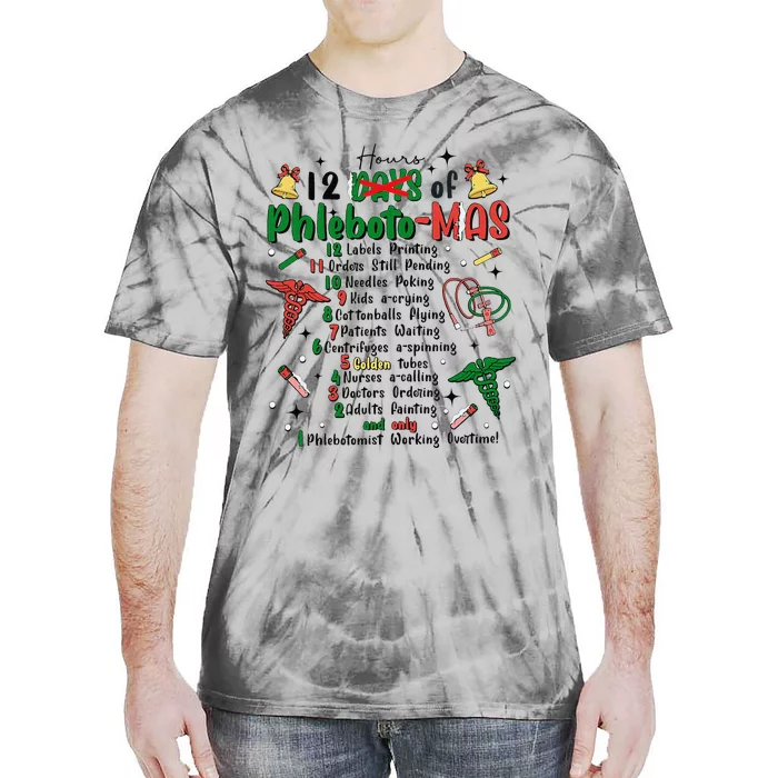 Lab Tech Phlebotomist Christmas Phlebotomy Tech Blood Tube Tie-Dye T-Shirt