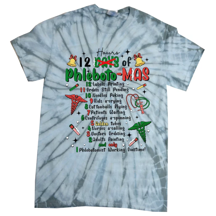 Lab Tech Phlebotomist Christmas Phlebotomy Tech Blood Tube Tie-Dye T-Shirt