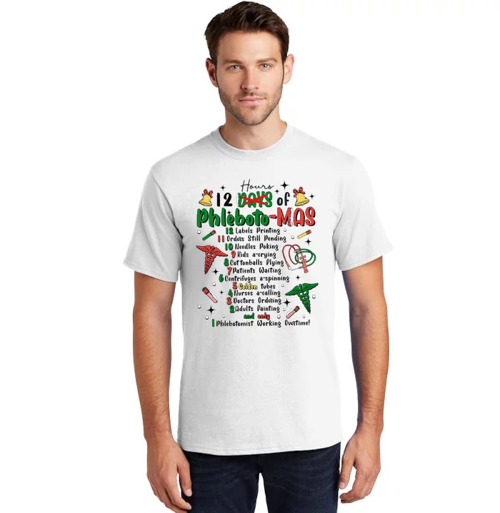 Lab Tech Phlebotomist Christmas Phlebotomy Tech Blood Tube Tall T-Shirt