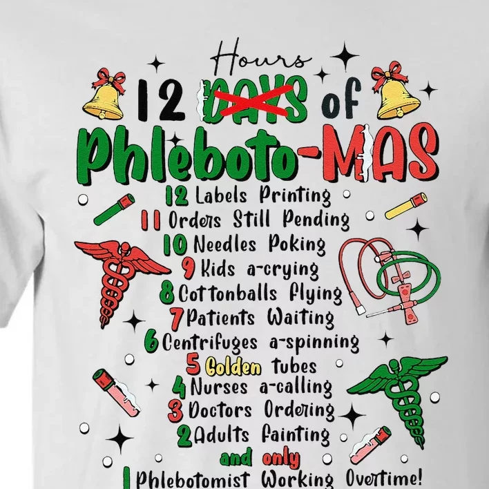 Lab Tech Phlebotomist Christmas Phlebotomy Tech Blood Tube Tall T-Shirt