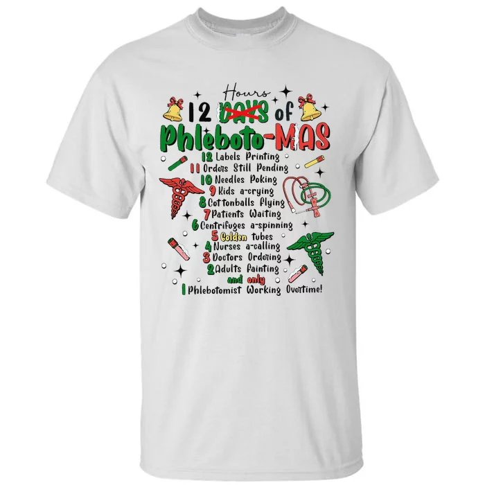 Lab Tech Phlebotomist Christmas Phlebotomy Tech Blood Tube Tall T-Shirt