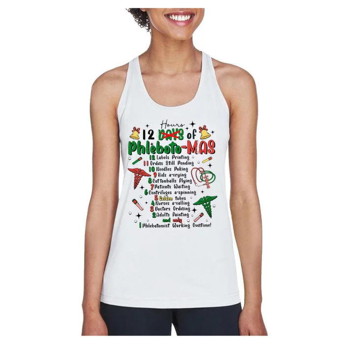 Lab Tech Phlebotomist Christmas Phlebotomy Tech Blood Tube Women's Racerback Tank