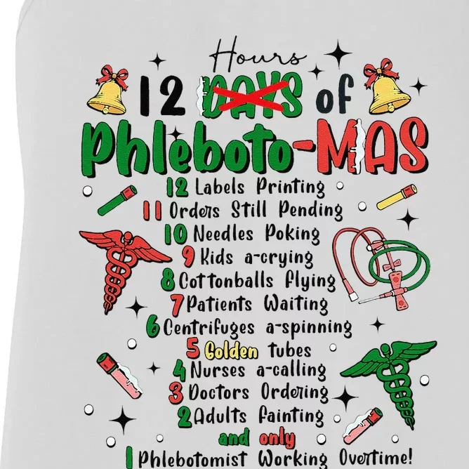 Lab Tech Phlebotomist Christmas Phlebotomy Tech Blood Tube Women's Racerback Tank