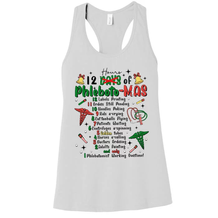 Lab Tech Phlebotomist Christmas Phlebotomy Tech Blood Tube Women's Racerback Tank