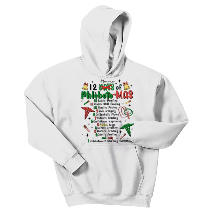 Lab Tech Phlebotomist Christmas Phlebotomy Tech Blood Tube Kids Hoodie