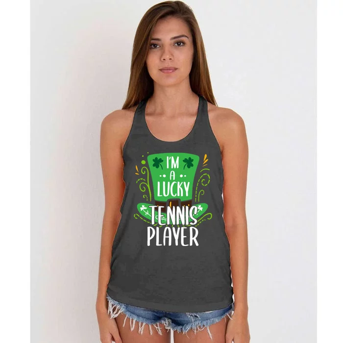 Lucky Tennis Player St Patrick's Day Tennis Players Gift Women's Knotted Racerback Tank