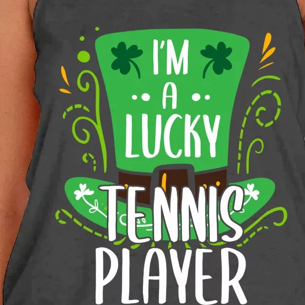 Lucky Tennis Player St Patrick's Day Tennis Players Gift Women's Knotted Racerback Tank