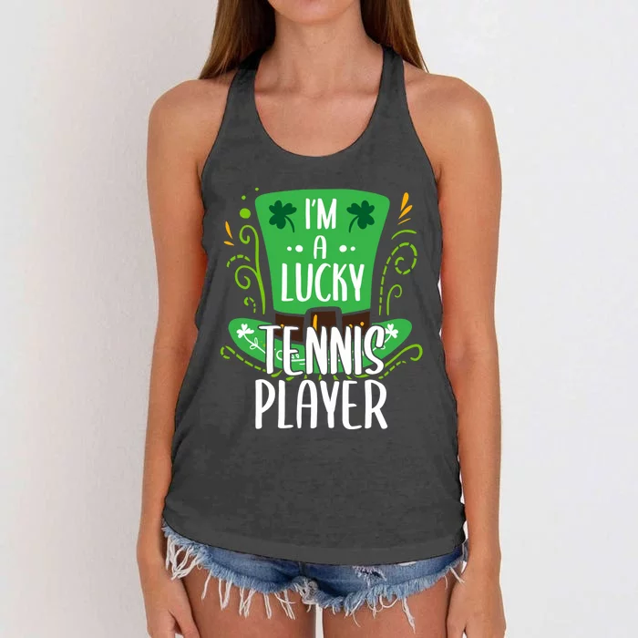 Lucky Tennis Player St Patrick's Day Tennis Players Gift Women's Knotted Racerback Tank