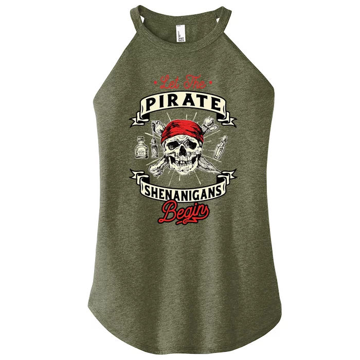 Let The Pirate Shenanigans Begin Crossbones Freebooter Women’s Perfect Tri Rocker Tank