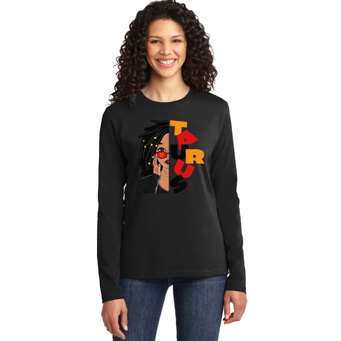 Loc'd Taurus Queen Zodiac Birthday African American Ladies Long Sleeve Shirt