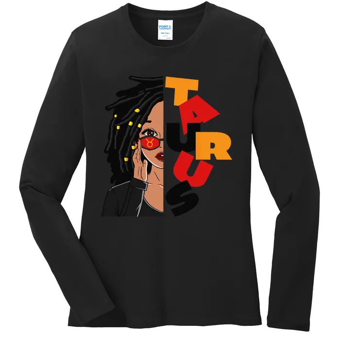 Loc'd Taurus Queen Zodiac Birthday African American Ladies Long Sleeve Shirt