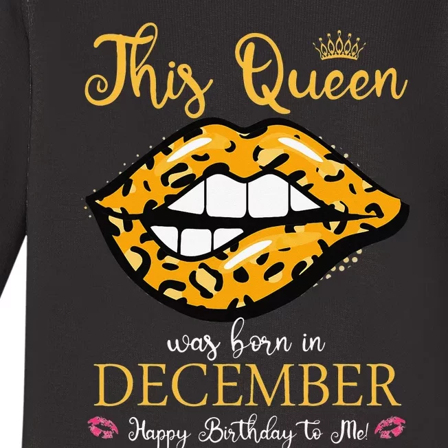 Leopard This Queen Was Born In December Happy Birthday To Me Baby Long Sleeve Bodysuit