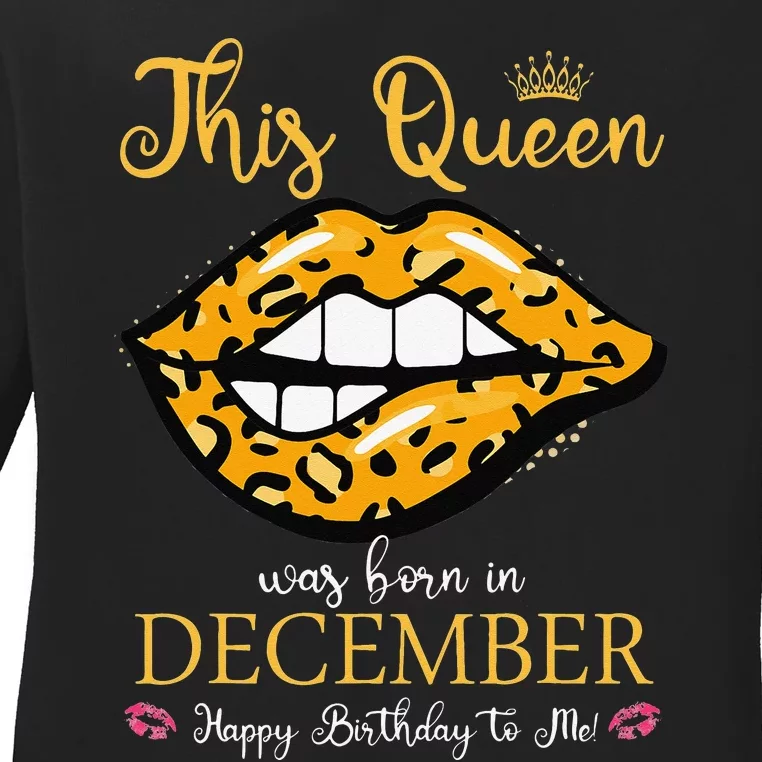 Leopard This Queen Was Born In December Happy Birthday To Me Ladies Long Sleeve Shirt