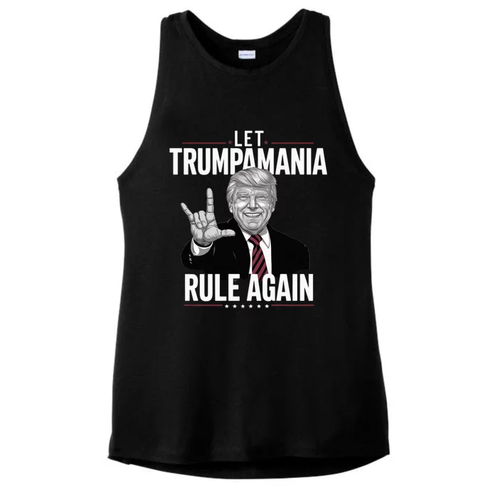 Let Trumpamania Rule Again Trump Wrestling Meme Fake News Trumpamania Ladies Tri-Blend Wicking Tank