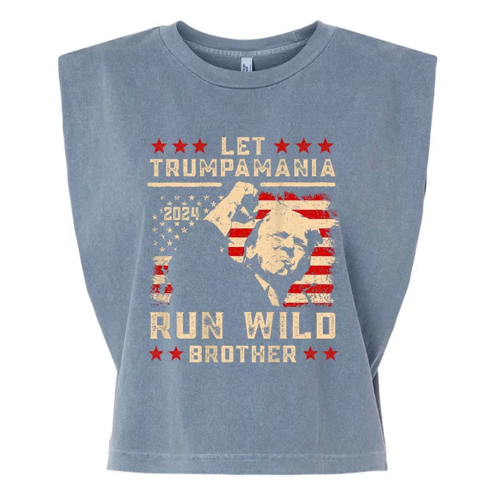 Let Trumpamania Run Wild Trump 45 47 Political Trumpamania Garment-Dyed Women's Muscle Tee