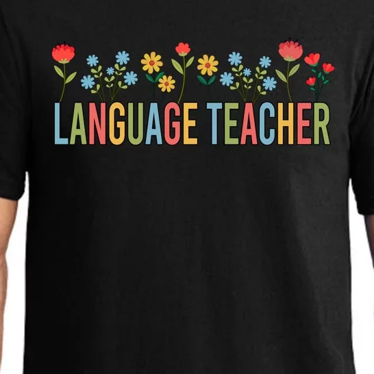 Language Teacher Retro Wildflowers Back To School Funny Gift Pajama Set