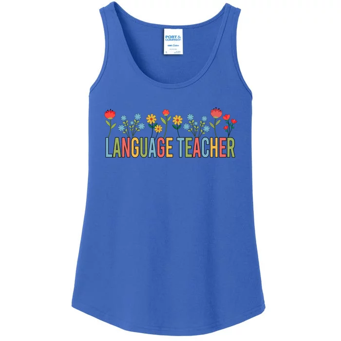 Language Teacher Retro Wildflowers Back To School Funny Gift Ladies Essential Tank