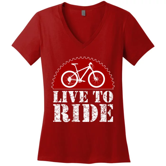 Live To Ride Biking Women's V-Neck T-Shirt