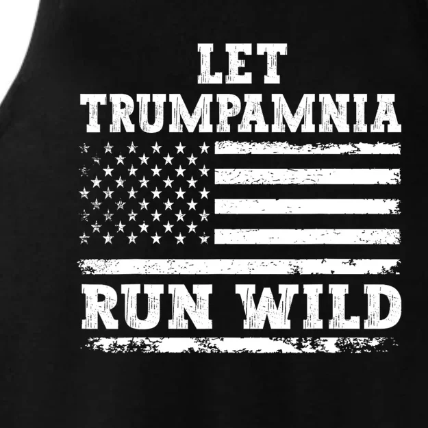 Let Trumpamania Run Wild Trump 2024 Ladies Tri-Blend Wicking Tank