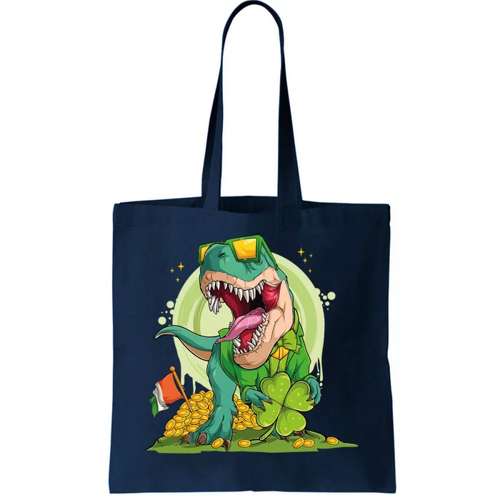 Lucky T Rex Irish Clover St. Patrick's Day Tote Bag