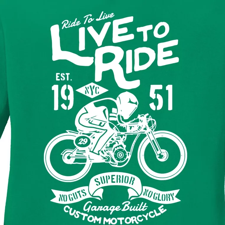 Live To Ride Motorbike Motorcycle Biker Ladies Long Sleeve Shirt