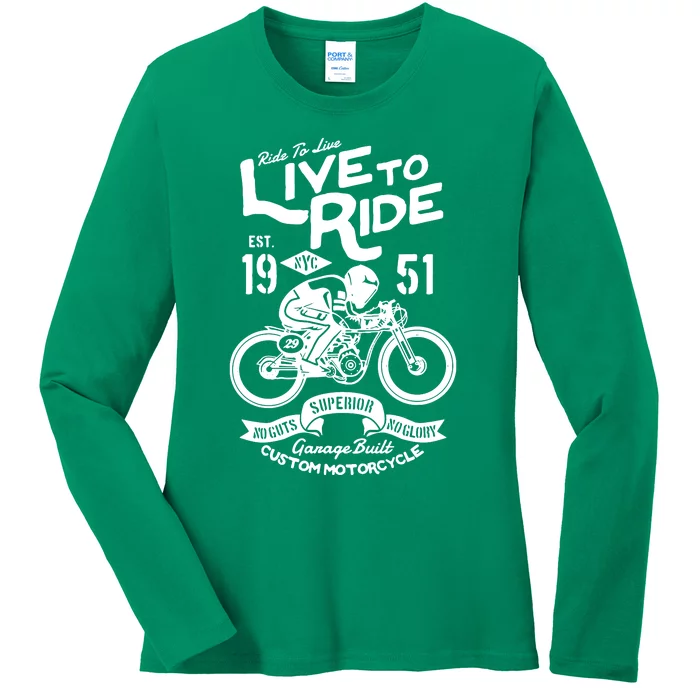 Live To Ride Motorbike Motorcycle Biker Ladies Long Sleeve Shirt