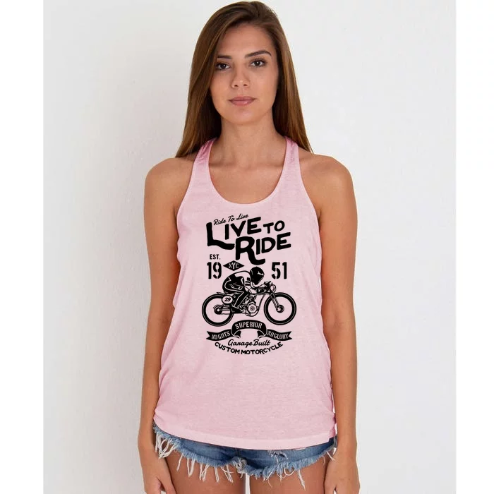 Live To Ride Motorbike Motorcycle Biker Women's Knotted Racerback Tank