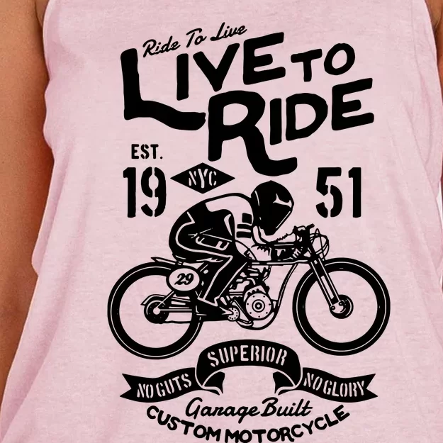 Live To Ride Motorbike Motorcycle Biker Women's Knotted Racerback Tank