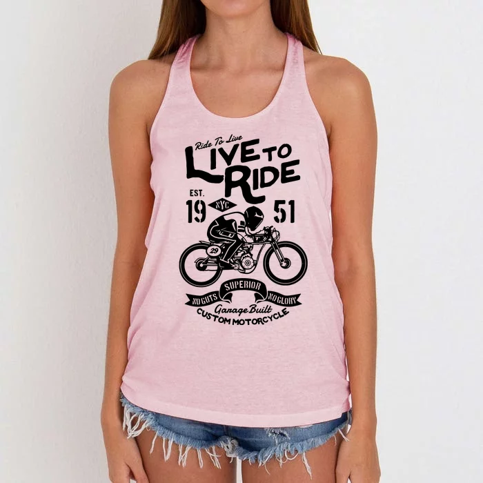 Live To Ride Motorbike Motorcycle Biker Women's Knotted Racerback Tank