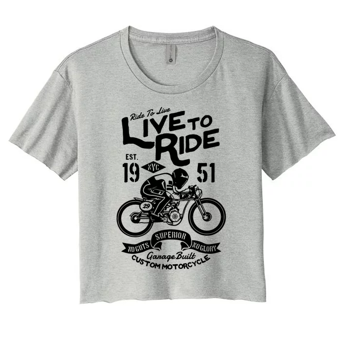 Live To Ride Motorbike Motorcycle Biker Women's Crop Top Tee