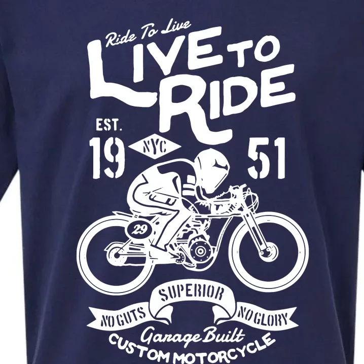 Live To Ride Motorbike Motorcycle Biker Sueded Cloud Jersey T-Shirt