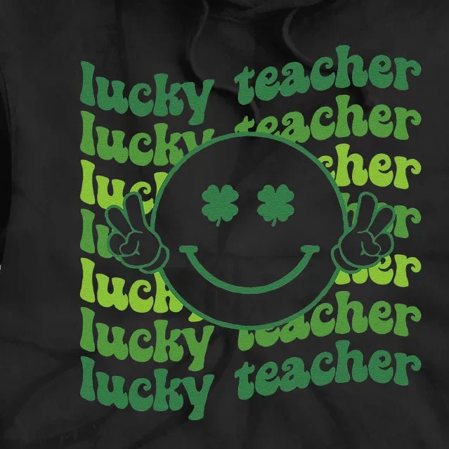 Lucky Teacher Retro Groovy Saint Patrick's Day Funny Irish Tie Dye Hoodie