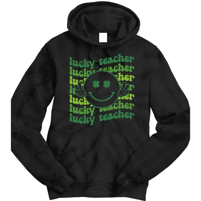 Lucky Teacher Retro Groovy Saint Patrick's Day Funny Irish Tie Dye Hoodie