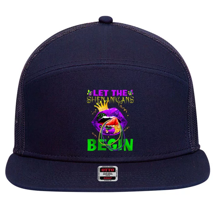 Let The Shenanigans Begin Mardi Gras 7 Panel Mesh Trucker Snapback Hat