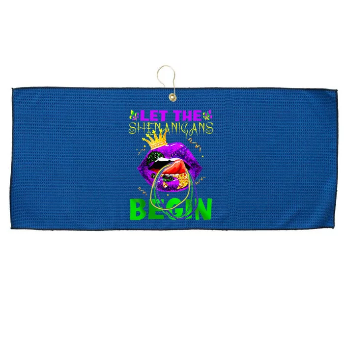 Let The Shenanigans Begin Mardi Gras Large Microfiber Waffle Golf Towel