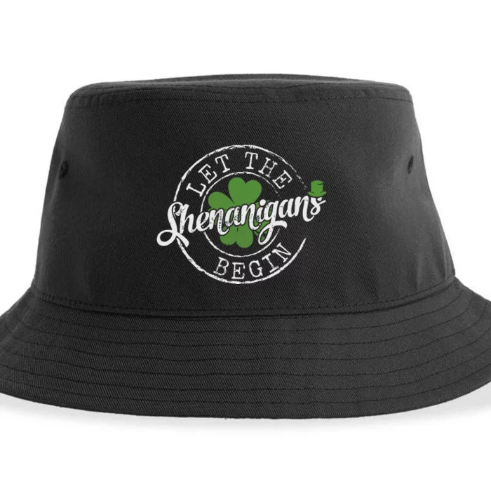 Let The Shenanigans Begin Funny Clovers St Patricks Day Sustainable Bucket Hat