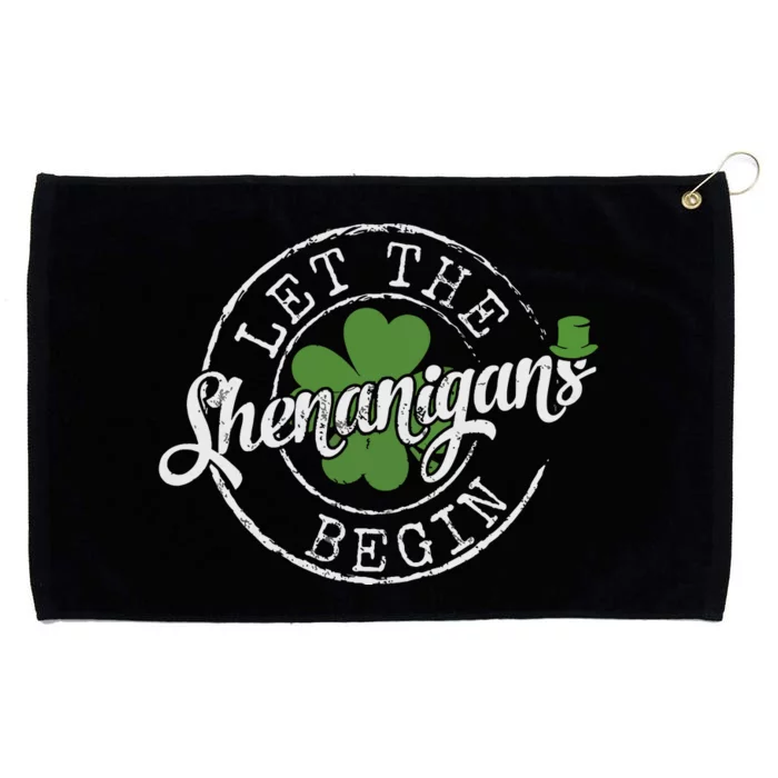 Let The Shenanigans Begin Funny Clovers St Patricks Day Grommeted Golf Towel