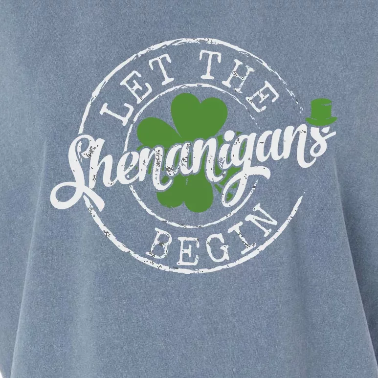 Let The Shenanigans Begin Funny Clovers St Patricks Day Garment-Dyed Women's Muscle Tee