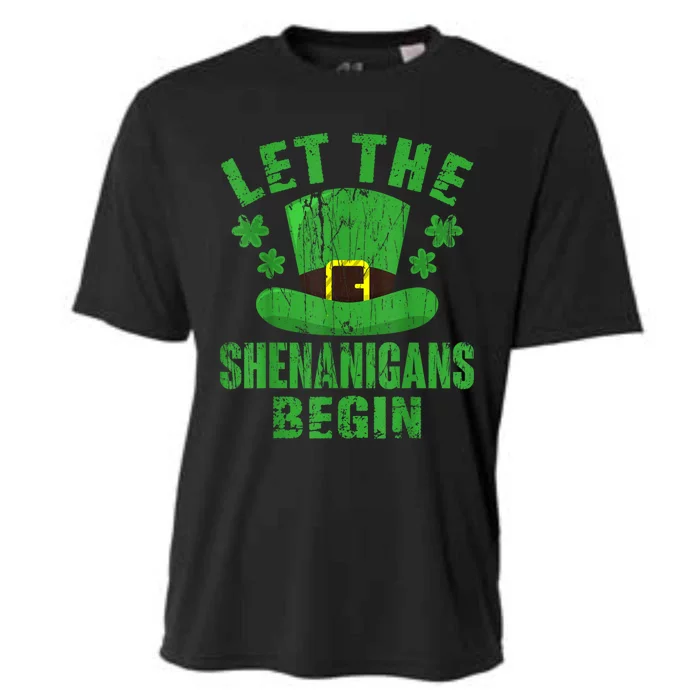 Let The Shenanigans Begin Shamrock Clovers Vintage Cooling Performance Crew T-Shirt