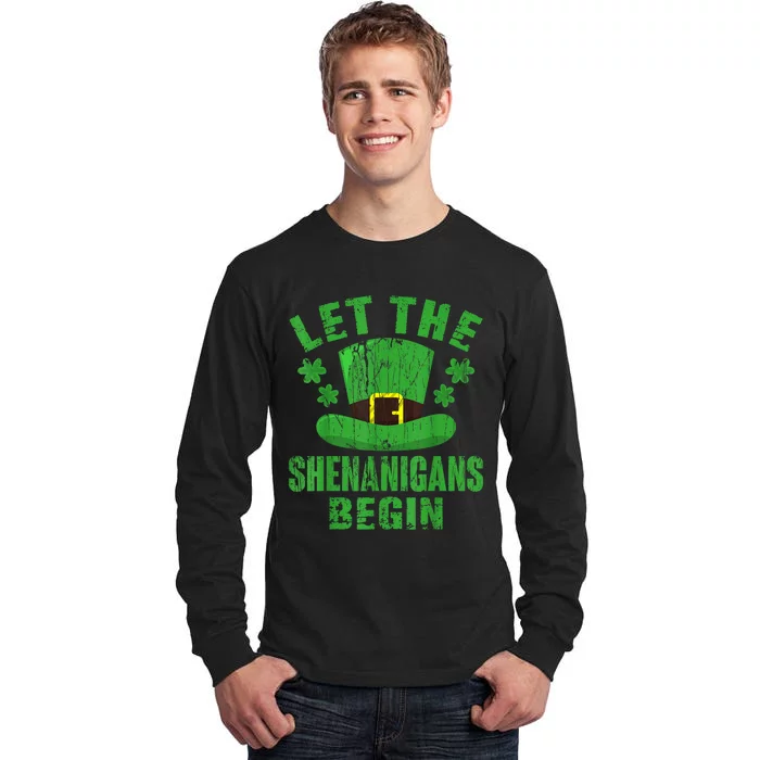 Let The Shenanigans Begin Shamrock Clovers Vintage Tall Long Sleeve T-Shirt