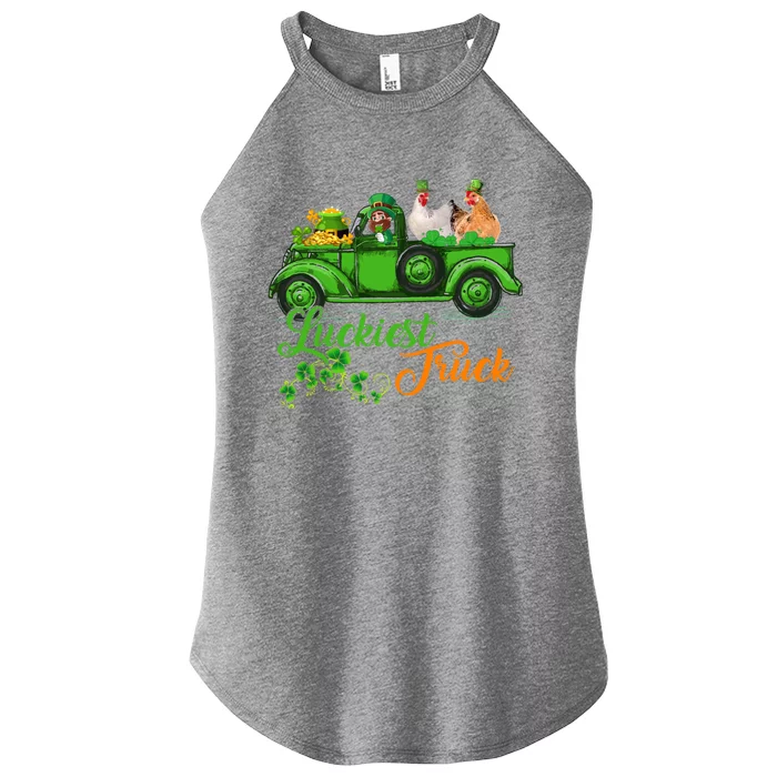 Luckiest Truck St Patrick's Day Leprechaun Chickens Farm Gift Women’s Perfect Tri Rocker Tank