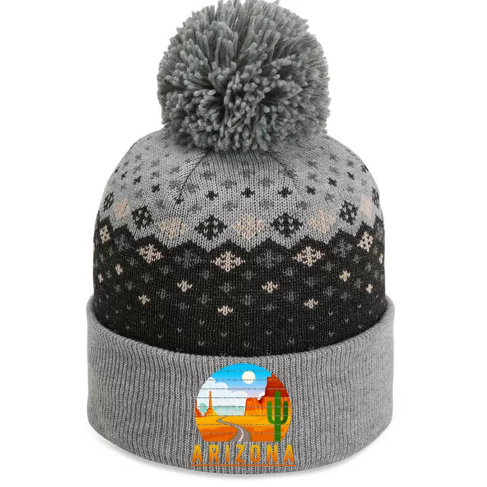 Love The State Of Arizona Desert Road And Saguaro Cactus Gift The Baniff Cuffed Pom Beanie