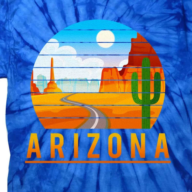 Love The State Of Arizona Desert Road And Saguaro Cactus Gift Tie-Dye T-Shirt