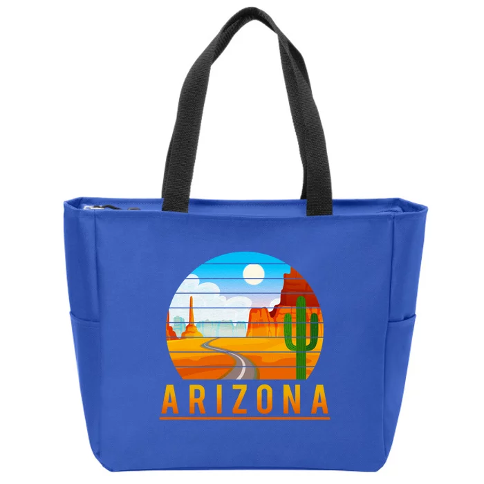 Love The State Of Arizona Desert Road And Saguaro Cactus Gift Zip Tote Bag