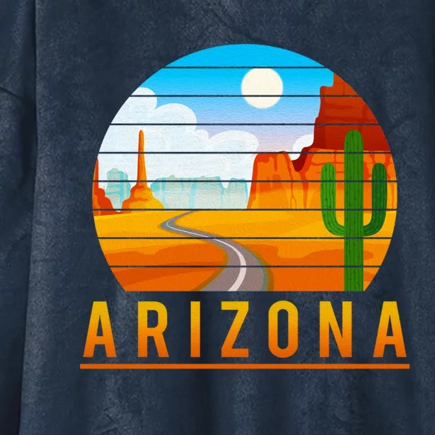 Love The State Of Arizona Desert Road And Saguaro Cactus Gift Hooded Wearable Blanket