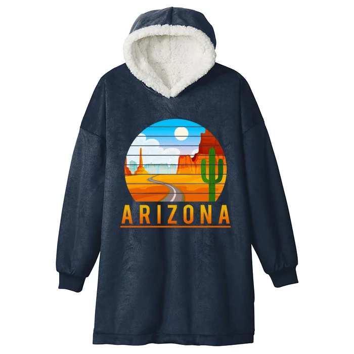 Love The State Of Arizona Desert Road And Saguaro Cactus Gift Hooded Wearable Blanket