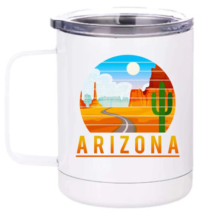 Love The State Of Arizona Desert Road And Saguaro Cactus Gift Front & Back 12oz Stainless Steel Tumbler Cup