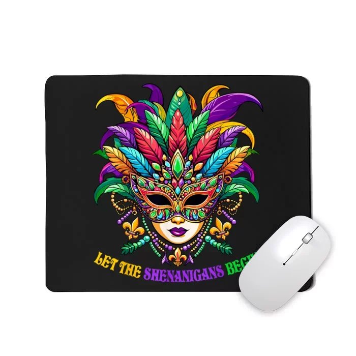 Let The Shenanigans Begin Mardi Gras Jester Mask Beads Mousepad