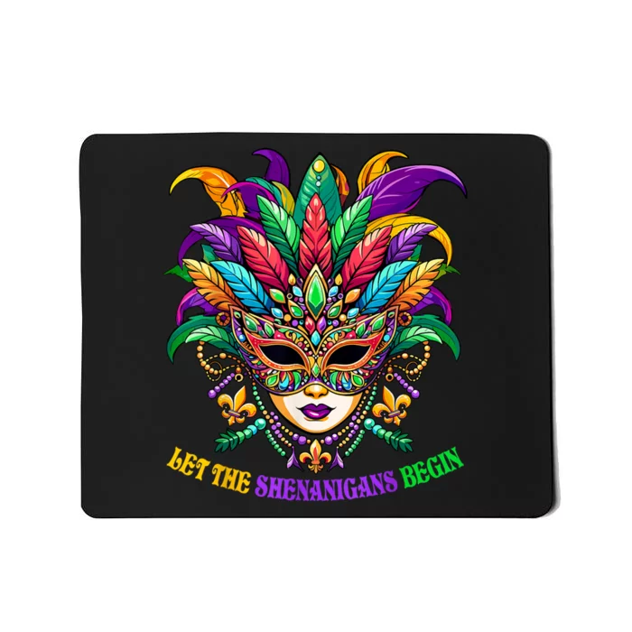 Let The Shenanigans Begin Mardi Gras Jester Mask Beads Mousepad