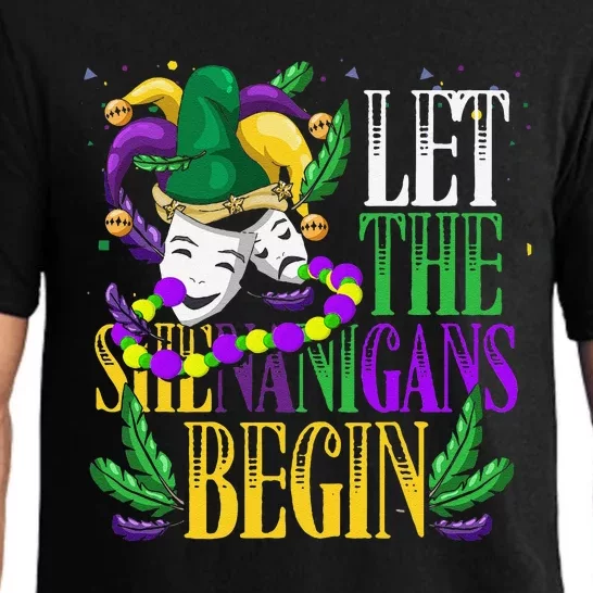 Let The Shenanigans Begin Funny Masquerade Mardi Gras Pajama Set